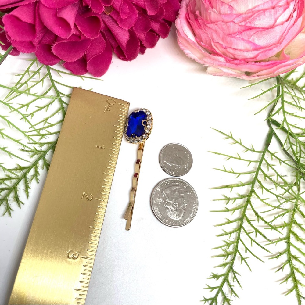NEW⚜️Sapphire Blue Crystal Embellished Hair Clip - Picture 5 of 5
